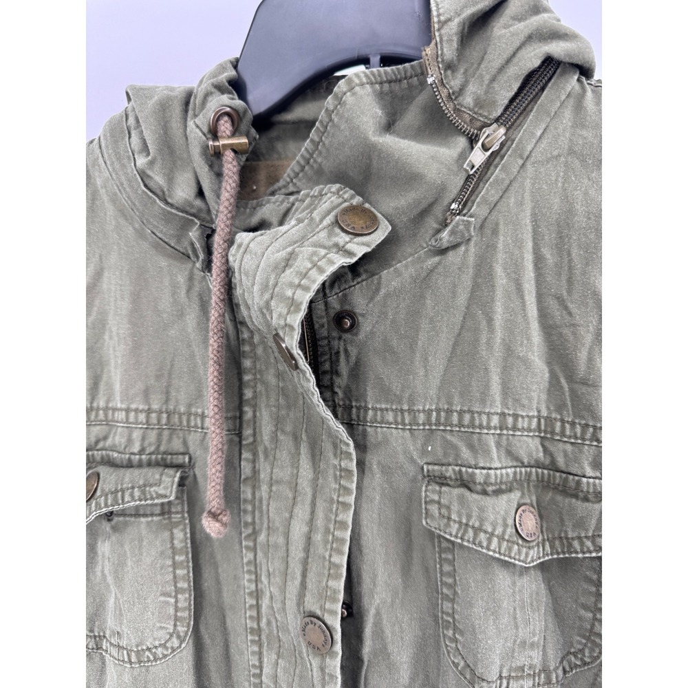 Made by Johnny Womens Olive Green Utility Jacket Hoodie Drawstring Waist Size XL - Picture 9 of 16